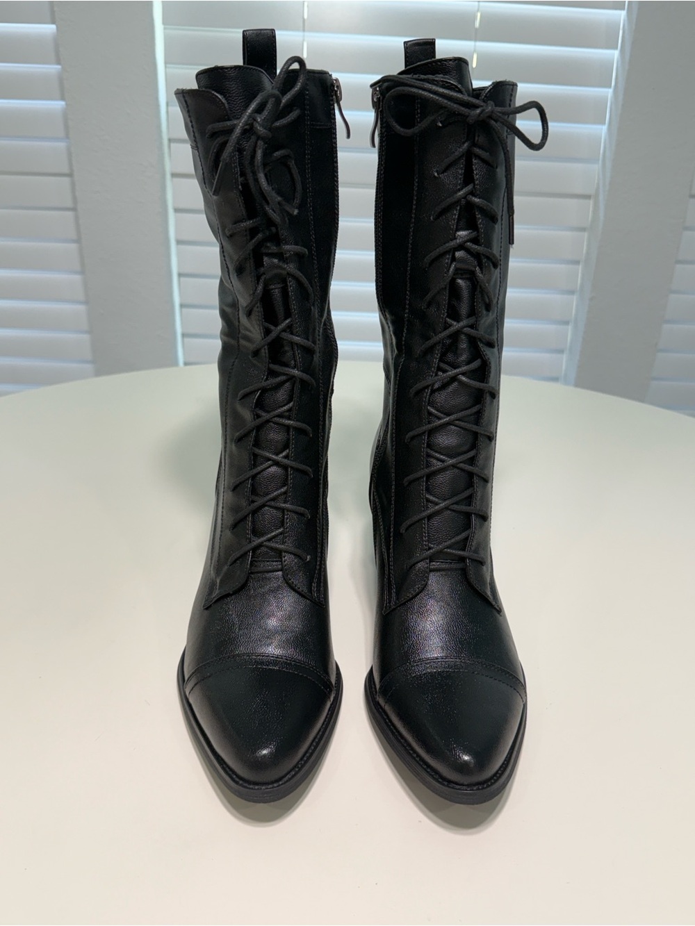 Women’s Black Lace-Up Mid-Calf Boots - Picture 2 of 4